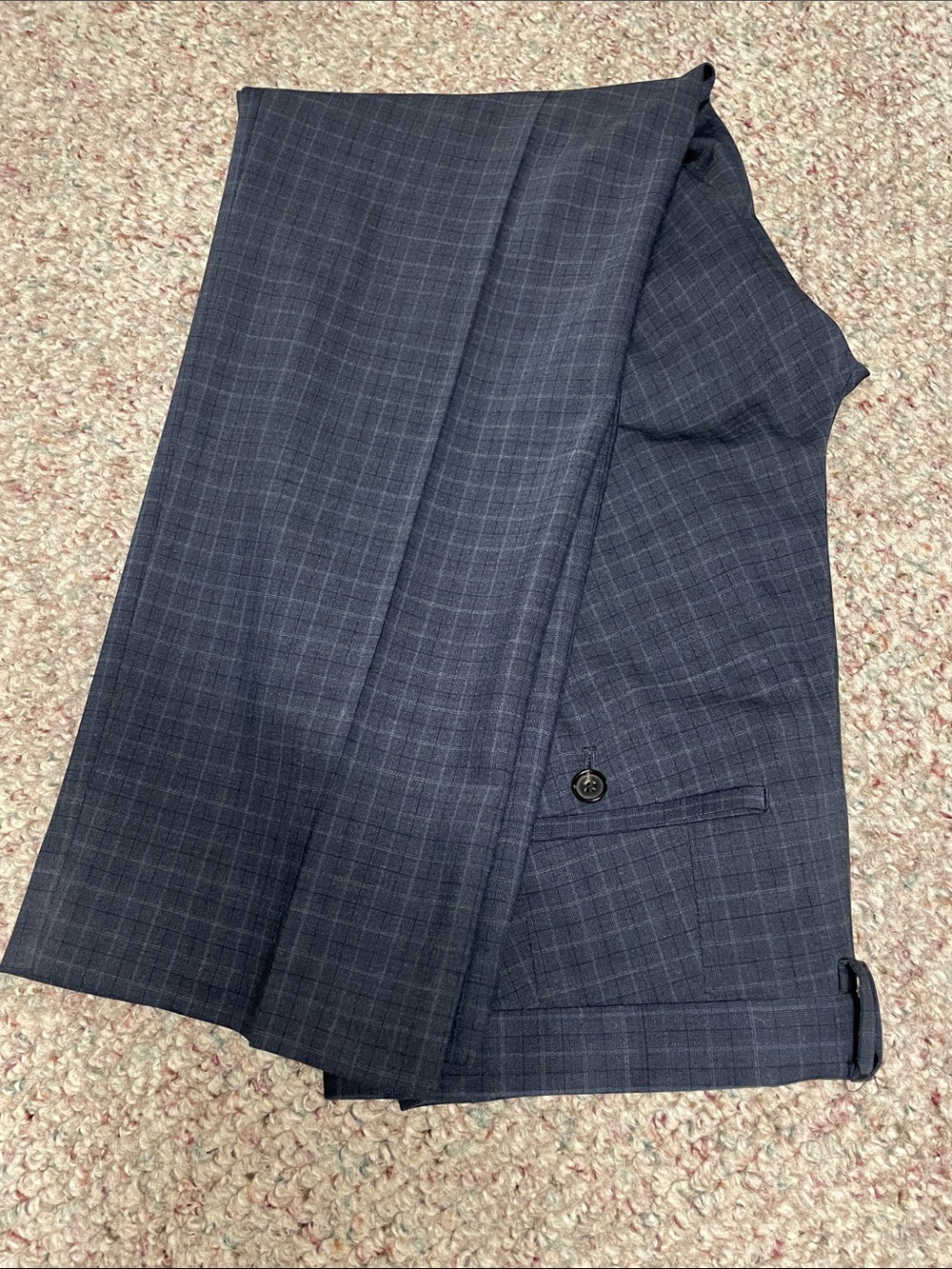 Hugo boss Men's Navy Windowpane Dress Pants - Classic Tailored Trousers- new